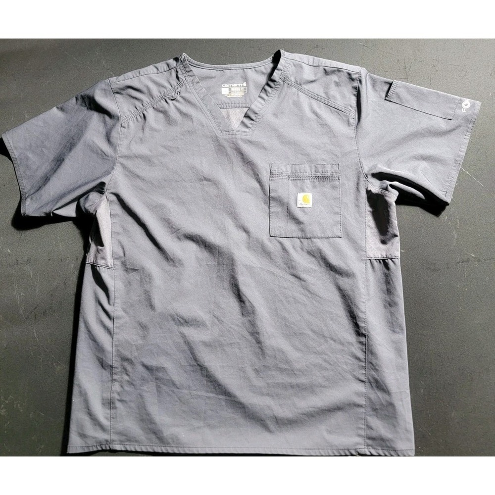 Carhartt Scrub Top Men's L Modern Fit V-Neck Gray Force Uniform Work C15106